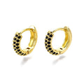 Boucles d'Oreilles Élégance Noire – Zirconiums Sertis & Plaqué Or