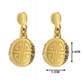 Boucles d'oreilles pendantes Cercle Ciselé & Strass — Plaqué Or 1 Micron