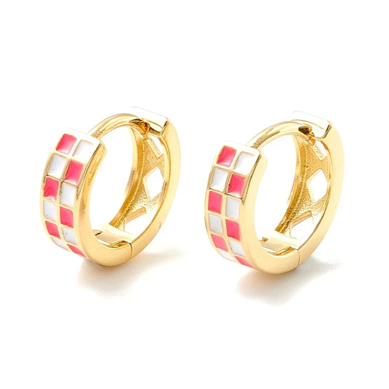 Créoles Nacre Rose & Blanc – Boucles d'Oreilles Dorées Plaqué Or 1 Micron