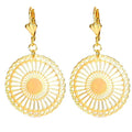 Boucles d'Oreilles Tombantes Rosace Filigrane Soleil – Plaqué Or 1 Micron