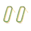 Boucles d'Oreilles Ovales Zirconium Vert – Éclat & Élégance Dorée
