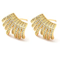 Boucles d'Oreilles Ligne de Strass – Bijou Doré Plaqué Or 1 Micron