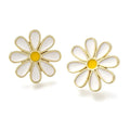 Boucles d'Oreilles Marguerite Émaillées – Dorées à l'Or Fin | Joaillerie Premium