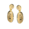 Boucles d'Oreilles Pendantes Dorées – Cercle Ciselé & Strass | Plaqué Or 1 Micron