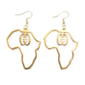 Boucles d'Oreilles Carte d'Afrique en Acier Doré – Bijou Identitaire Femme