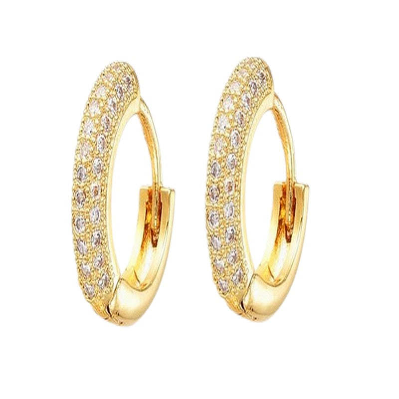 Créoles Zirconium Dorées 12mm – Élégance Intemporelle Plaquée Or