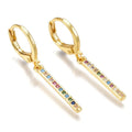 Boucles d'Oreilles Créoles Tombantes Diamants CZ Couleurs – Bijou Doré Femme