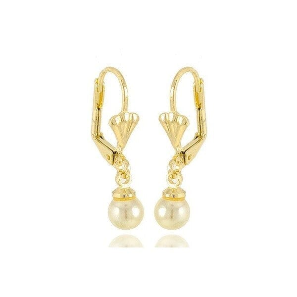 Boucles d'Oreilles Perles Blanches Tombantes – Plaqué Or 1 Micron