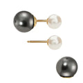 Boucles d'Oreilles Duo Perles Noir & Blanc – Plaqué Or 1 Micron