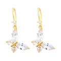 Boucles d'Oreilles Tombantes Papillon – Plaqué Or & Oxydes Blanches
