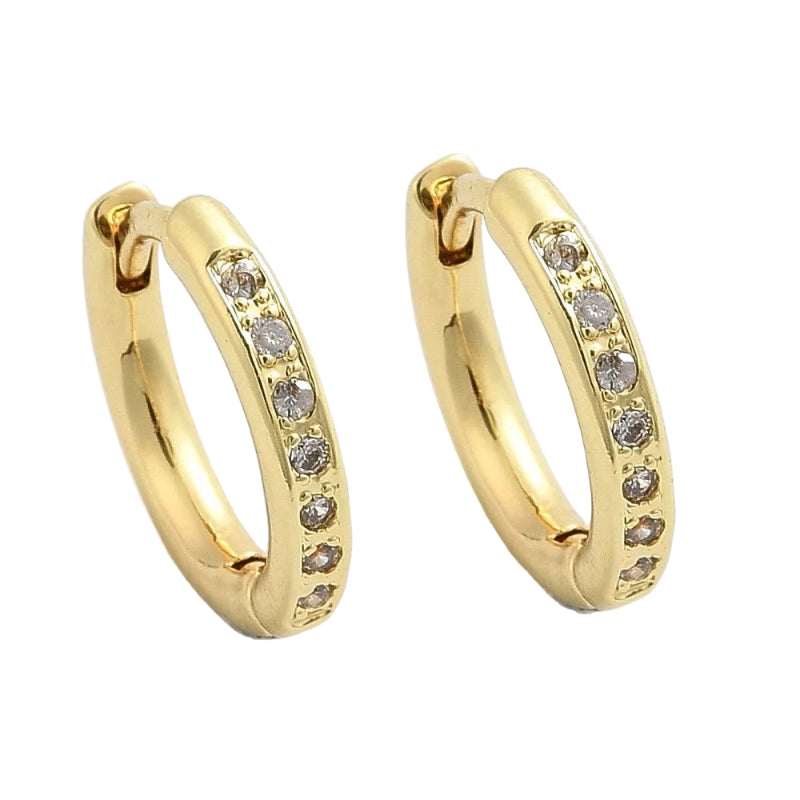 Créoles Dorées Zirconiums – Plaquage Or 18K 1 Micron | 15×2 mm