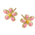 Clous Fleur Émail Rose Dorés à l'Or Fin – Douceur & Raffinement