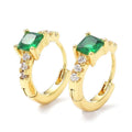 Créoles Diamant CZ Vert – Plaqué Or | 15 mm