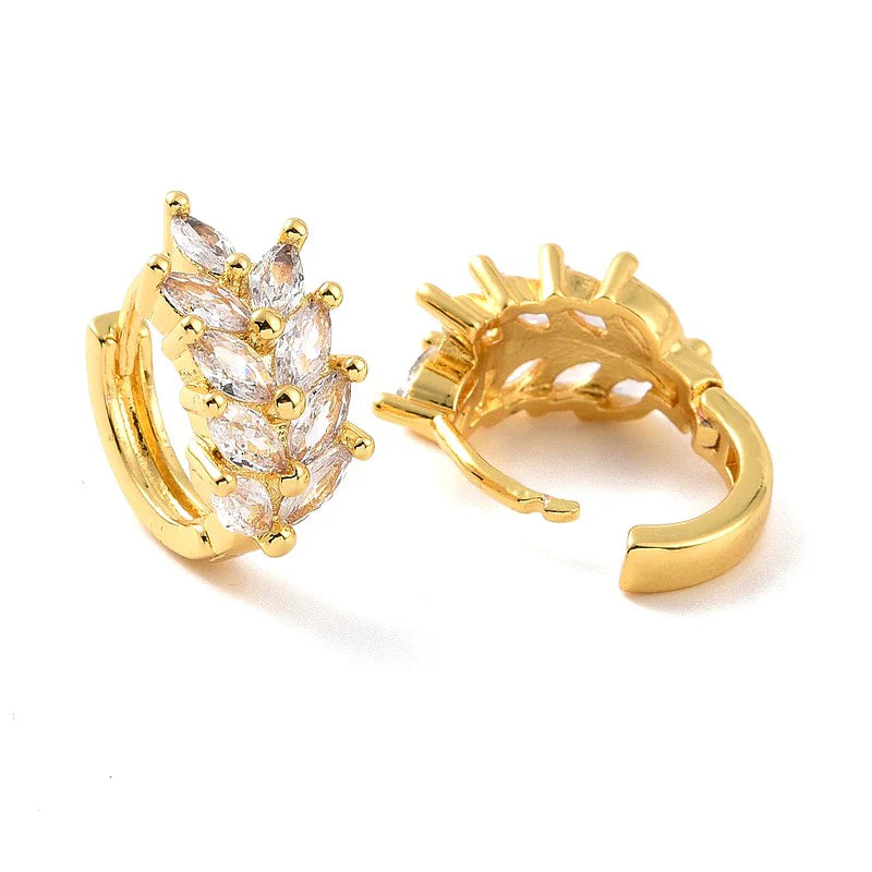 Boucles d'Oreilles Épis Diamants CZ – Plaqué Or 1 Micron
