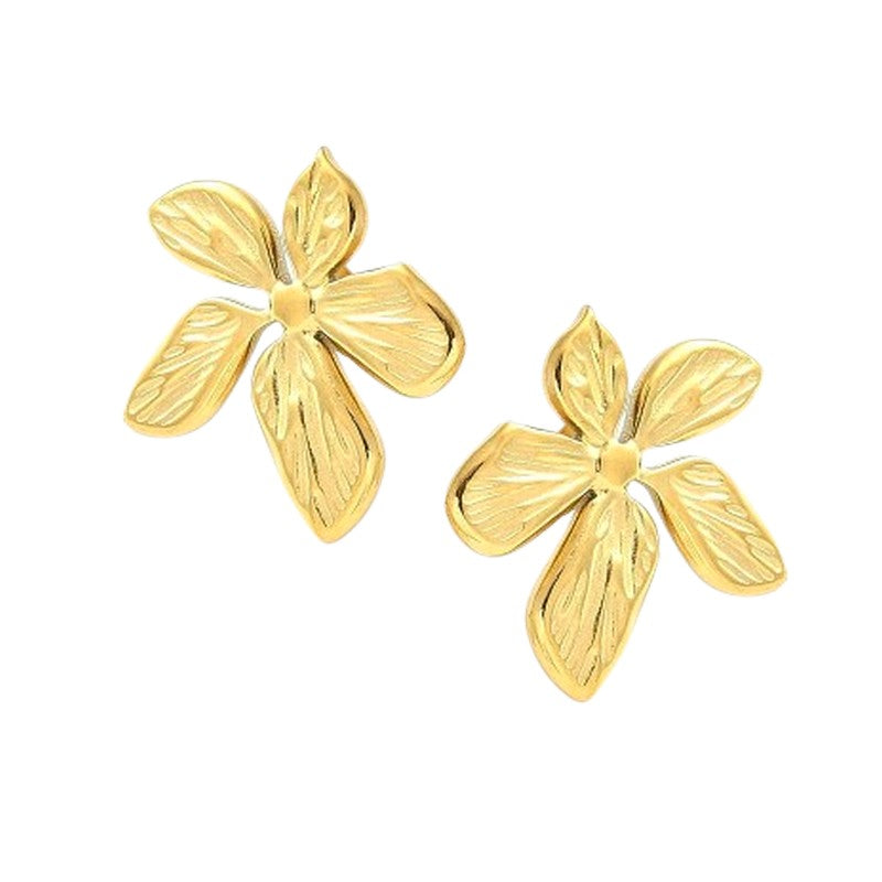 Boucles d'Oreilles Fleur Dorées – Plaqué Or 18 Carats | Élégance Intemporelle