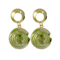 Boucles d'Oreilles Double Cercle Vert | Plaqué Or 1 Micron | Bijou Femme Premium