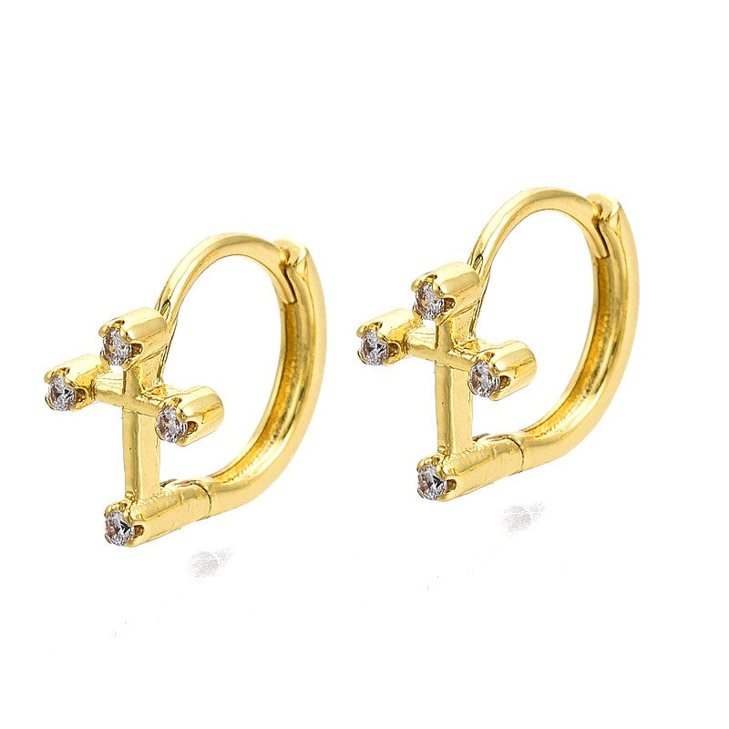 Boucles d'Oreilles Croix Zirconiums – Bijou Doré Spirituel & Élégant