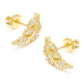 Boucles d'Oreilles Feuilles – Zirconiums Sertis | Plaqué Or 1 Micron