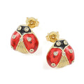 Boucles d'Oreilles Coccinelles – Émail Rouge Vif & Dorure Or Fin