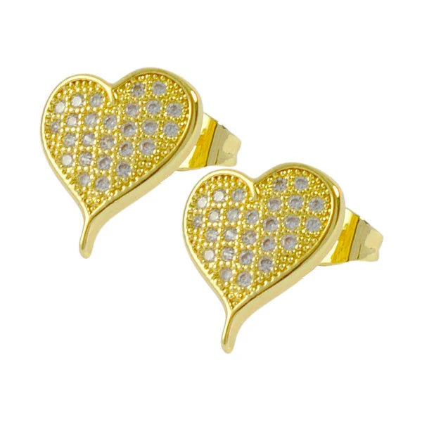 Boucles d'oreilles Cœur – Diamants CZ Sertis | Plaqué Or 1 Micron