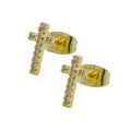 Boucles d'Oreilles Tombantes Petite Croix – Plaqué Or 1 Micron