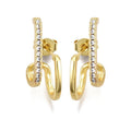 Boucles d'Oreilles Lignes de Strass Dorées – Élégance Scintillante