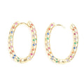 Boucles d'Oreilles Créoles Ovales | Diamants CZ | Plaqué Or 1 Micron