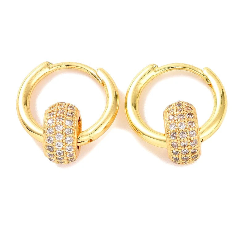 Créoles Diamants CZ Dorées – Petites Boucles d'Oreilles Femme Plaquées Or