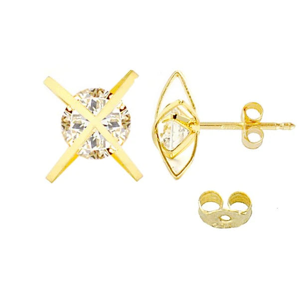 Boucles d'Oreilles Diamant CZ 15×15 mm – Plaqué Or 1 Micron | Confort Optimal