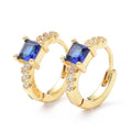 Créoles Diamant CZ Bleu – Bijou Doré Plaqué Or Femme 15 mm