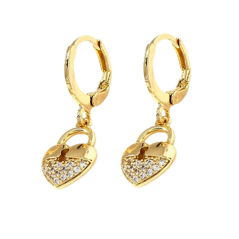 Boucles d'Oreilles Cœur Cadenas – Symbole d'Amour Éternel | Plaqué Or