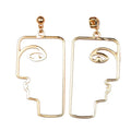 Boucles d'Oreilles Pendantes Visage Doré 18K – Plaqué Or 1 Micron