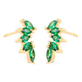 Boucles d'Oreilles Feuille Émeraude — Dorure Or Fin & Oxydes Verts