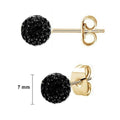 Boucles d'Oreilles Puces Perle Noire Shamballa – Plaqué Or 1 Micron | 7 mm