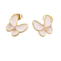 Boucles d'Oreilles Papillon Nacre Blanche – Plaqué Or 1 Micron | 15 mm