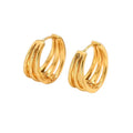 Boucles d'Oreilles Créoles 3 Rangs – Élégance Dorée Plaquée Or