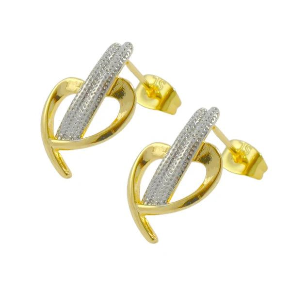 Boucles d'Oreilles Tombantes Bicolores Or & Argent – Plaqué Or 1 Micron | Bijou Femme Premium