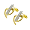 Boucles d'Oreilles Tombantes Bicolores Or & Argent – Plaqué Or 1 Micron | Bijou Femme Premium