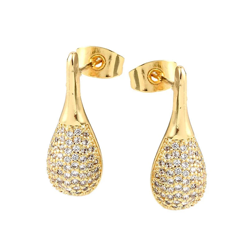 Boucles d'Oreilles Gouttes | Zirconiums Sertis & Plaqué Or 1 Micron