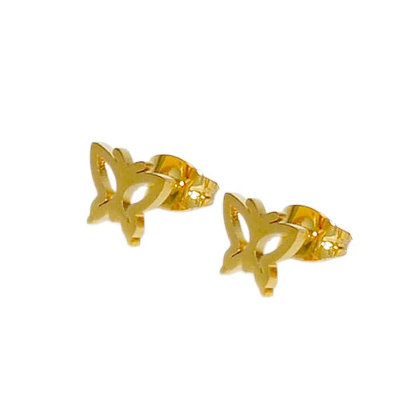 Boucles d'Oreilles Puces Papillon Dorées – Plaqué Or 1 Micron | 10 mm