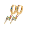 Créoles Éclair Zirconium – Boucles d'Oreilles Dorées Pendentif Étincelant