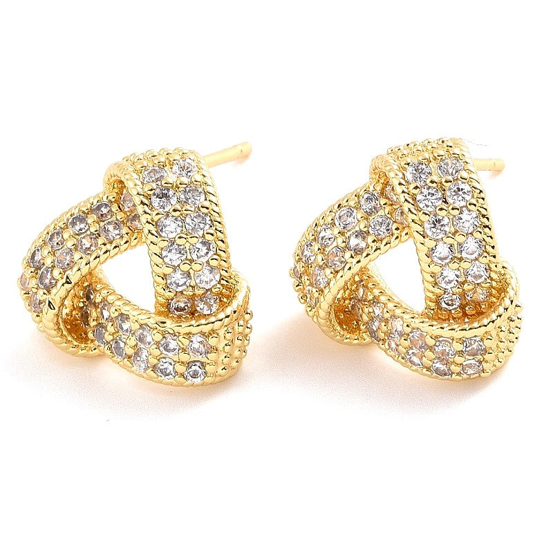 Boucles d'Oreilles Triangle Strass Dorées – Élégance Géométrique 15 mm