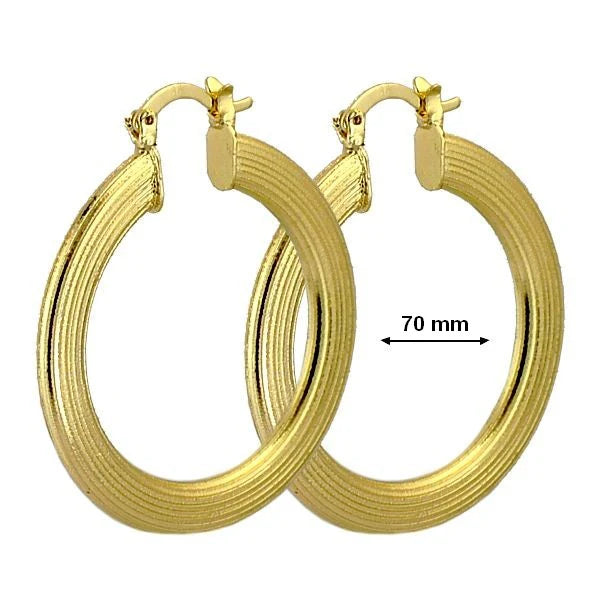 Boucles d'Oreilles Créoles Ciselées Dorées – Plaqué Or 1 Micron | Ø 7 cm