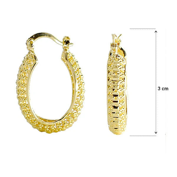 Créoles Ovales Dorées 3 cm – Plaqué Or 1 Micron | Bijou Femme Luxe