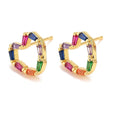 Boucles d'Oreilles Cœur Zirconium – Couleurs Éclatantes | Plaqué Or