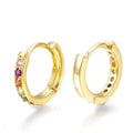 Boucles d'Oreilles Créoles Diamants CZ Couleurs – Bijou Doré Femme 14×3 mm