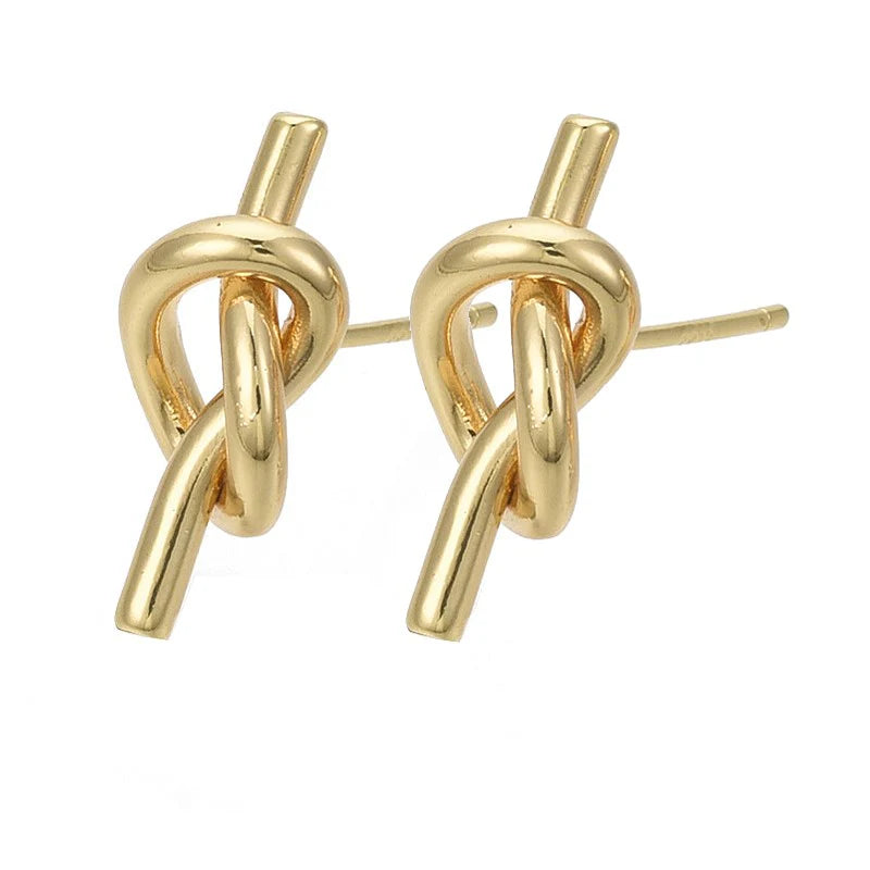 Boucles d'Oreilles Nœud Doré – Bijou Femme Élégant Plaqué Or