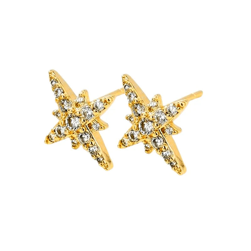 Boucles d'Oreilles Étoile Zirconium – Éclat & Élégance Dorées