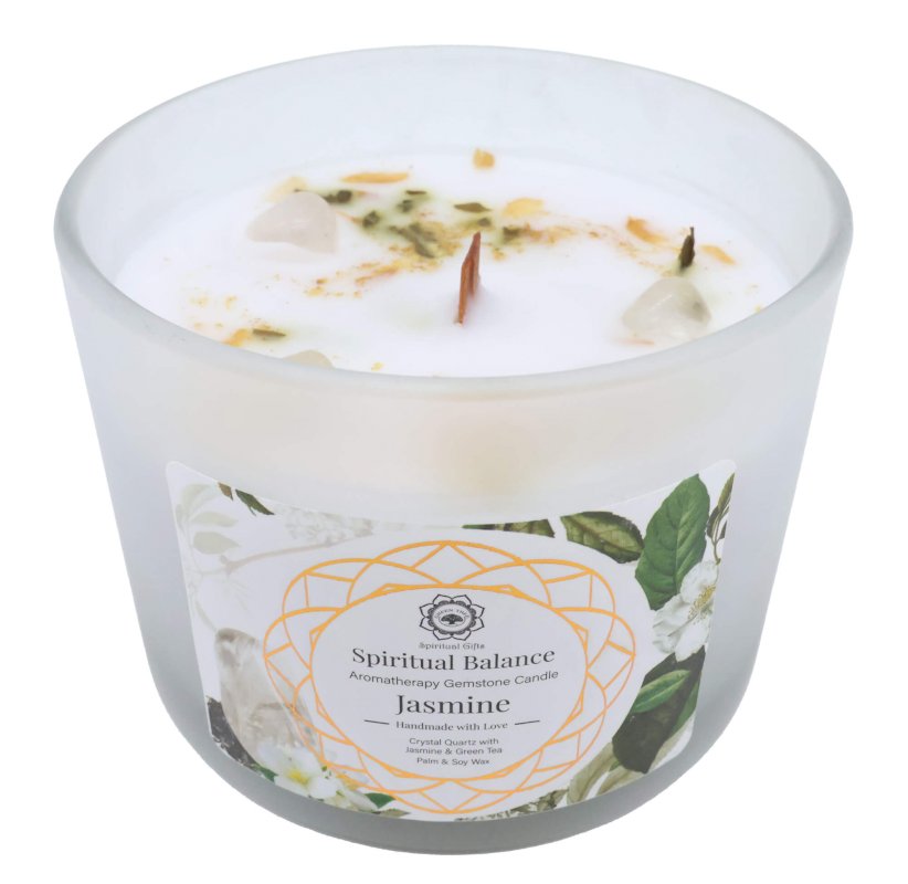 Bougie Green Tree 'Équilibre Spirituel' Cristal de Roche + Jasmin 256g
