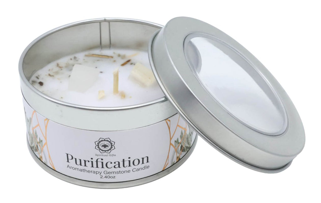 Bougie Green Tree Purification | Sélénite & Sauge Blanche | Cleansing Énergétique & Protection 70g